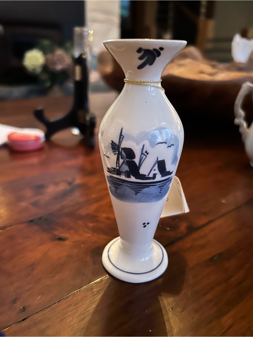 Vintage Delft Blue Porcelain Bud Vase